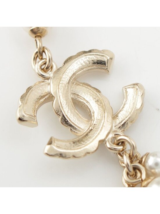 Chanel Pearl CC Logo Chain Belt 332 333 Set Gold